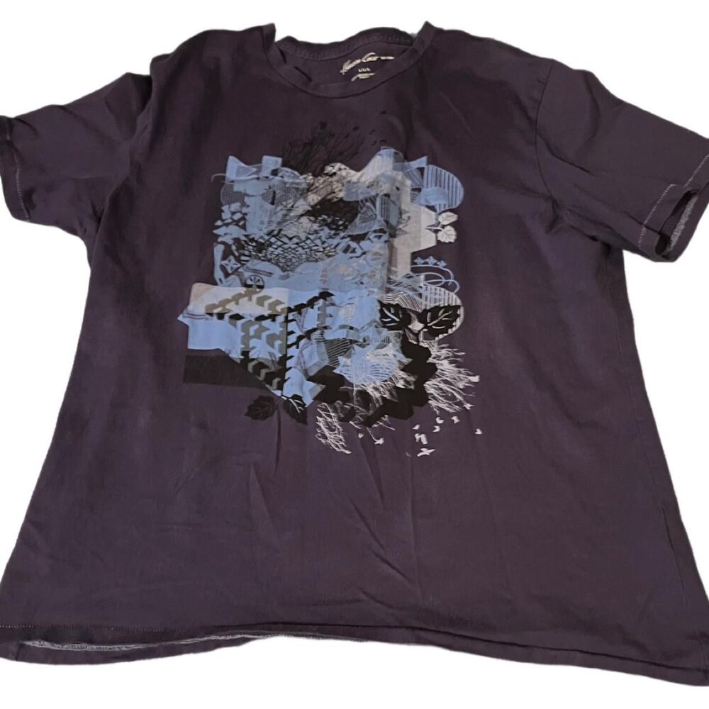 Kenneth-cole Men's Purple and Blue T-shirt